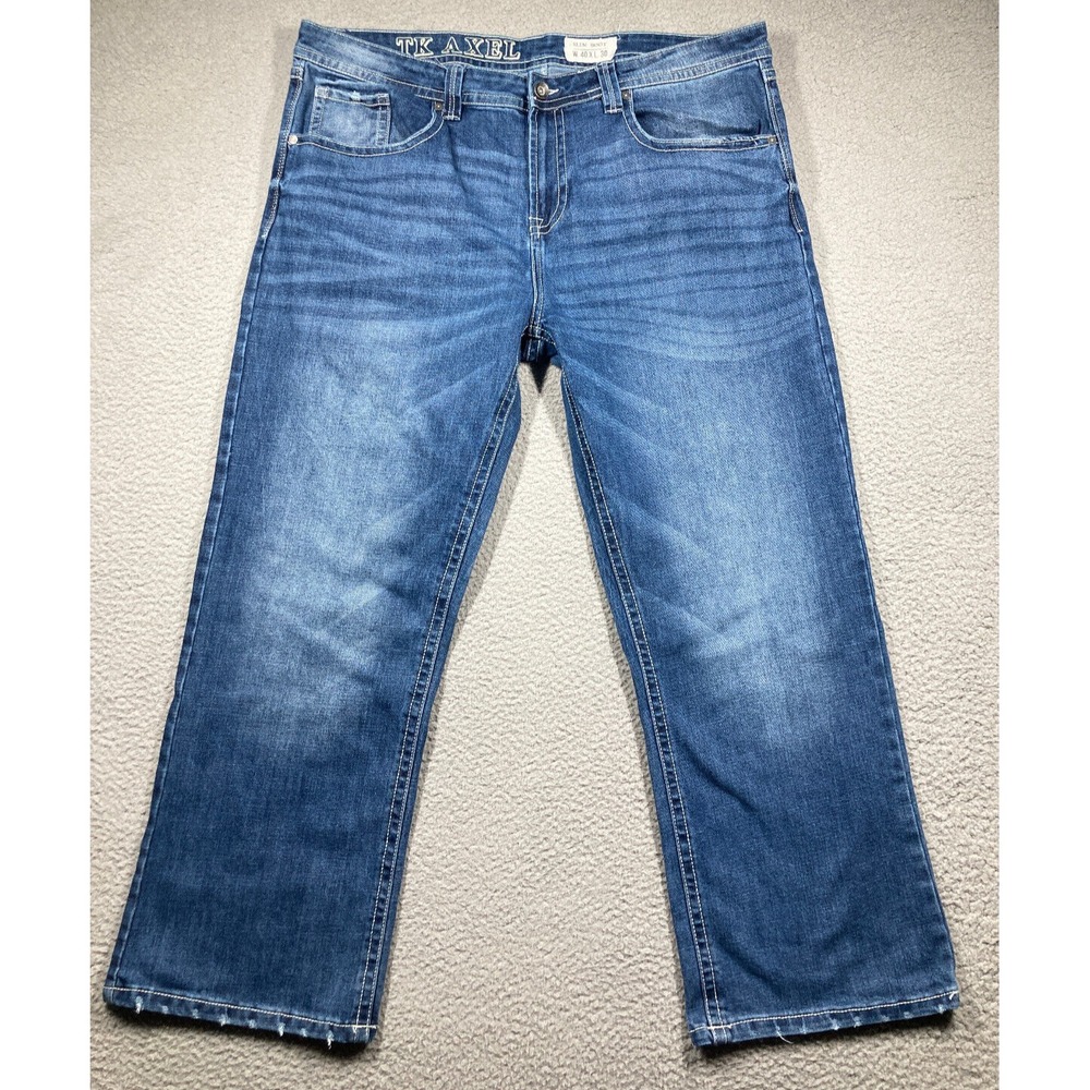TK Axel Jeans Men's‎ 40x30 (42x39)  Blue Slim Boot Med Wash Work Rugged Stretch